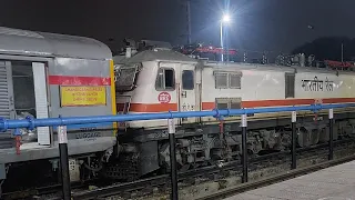 Train No. 15904 Chandigarh Dibrugarh Express departing Chandigarh with BRC WAP7 37396 2 hours late