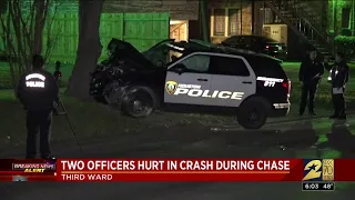 Two Officers Hurt in Crash During Chase