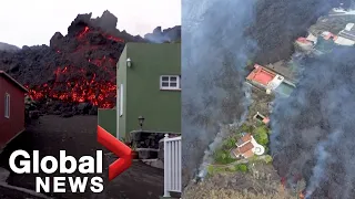 La Palma volcano: Lava continues destructive flow as volcanic ash covers villages