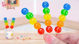 Rainbow Lollipop 🍭 Satisfying So Yummy Miniature Rainbow Lollipop Candy Recipe🍥Sweet Baking Making