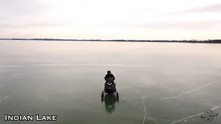 Indian Lake SledHead Drag Race with a small fire at the end