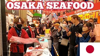 FAMOUS JAPANESE SEAFOOD MARKET IN OSAKA Kuromon Ichiba Market Japan 2022