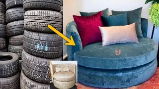 DIY TYRE TO SOFA// Transforming a car tyre to an amazing comfortable sofa