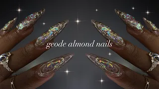 Geode Almond Nails💎✨| Madam Glam Gel Chrome Paints + simple nail art!✨