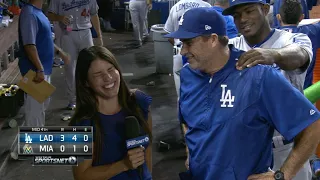 LAD@MIA: Puig gives Dodgers' hitting coach a massage