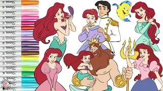 Disney Princess Coloring Book Compilation The Little Mermaid Ariel Eric Flounder King Triton