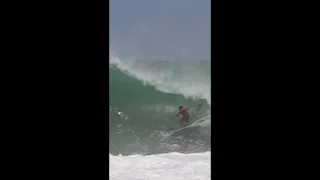 Peruvian SUP Surfer, Sebastian Gomez, getting barrelled on a bomb in Mexico #shorts