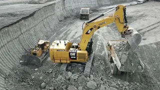 Caterpillar 6015B Excavator Loading Caterpillar 775&773 Dumpers - Sotiriadis/Labrianidis Mining