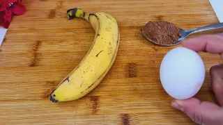 Just Add Eggs With Bananas & cocoa! Banana cake in frying pan !healthy breakfast, recipe in 15 mints