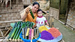 How to make simple 3-color blue rice | Cooking with my daughter at the farm