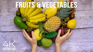 10 HRS Carefree Music to Improve the Mood for the Day - Fruits and Vegetables Satisfying Video in 4K