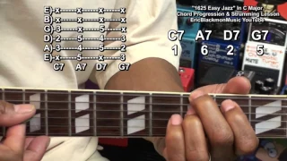 1625 EASY JAZZ Guitar Chord Progression How To Play Lesson @EricBlackmonGuitar