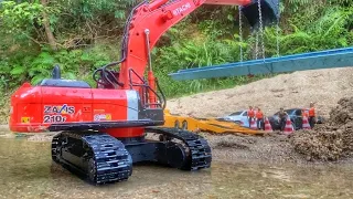 Story Line : RC Excavator Hitachi & CAT Planting Blue Gutter Project