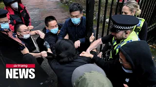 Pro-democracy Hong Kong protester reportedly beaten on UK Chinese