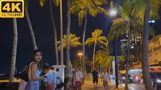 [4K] Pattaya Nightlife Walk Lots of freelancer and public on Pattaya Beach Road. September 2023.