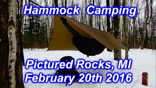 Winter Backpacking with the Half-Wit Hammock Pictured Rocks,MI Feb 20th 2016