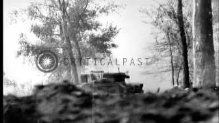 British soldiers and tanks fight German Army to rescue civilians in outskirts of ...HD Stock Footage