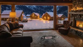 Snowy Village Retreat: 8 Hours of Cozy Fireplace and Gentle Snowfall Sounds