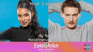 My Top 6  | Melodifestivalen heat 3 snippets | Eurovision 2024