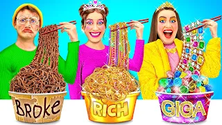 Rich vs Broke vs Giga Rich Food Challenge by Teeheehee!