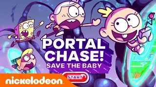 SpongeBob, Lincoln Loud & Kid Danger Team Up for NEW Video Game 🍼 Portal Chase: Save the Baby | Nick