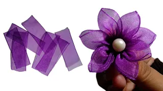 DIY Organza Flower | Easy Ribbon Flower | Amazing Ribbon Work