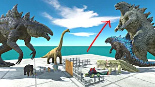 Godzilla Door Challenge| Zilla Animal Team vs Godzilla 2014 Evolution-Animal Revolt Battle Simulator