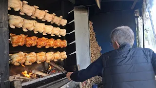 25년 내공! 보면 힐링되는 할아버지 참나무 장작구이 누룽지 통닭|Korean chicken(Oak firewood roast chicken) / Korean street food