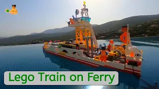 Lego train on Railroad Ferry Ship Boat