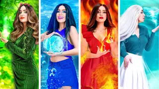 ¡Adoptamos 4 elementos! Fuego VS Agua VS Aire VS Tierra | Tipos de Elementos de Chicas