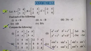 EX 3.2 Q1 TO Q12  SOLUTIONS OF MATRICES NCERT CHAPTER 3 CLASS 12th(PART1)