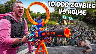 10,000 ZOMBIES Vs MY HOUSE! 24 Hour BATTLE ROYAL!