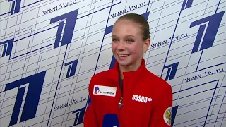 Alexandra Trusova / Test skates 2020 Interview after FS