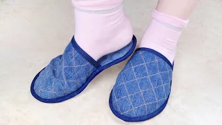 JEANS SLIPPERS! HOW TO SEW THE Slippers EASY AND SIMPLE!