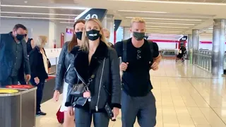 CODY SIMPSON AND MODEL GIRLFRIEND, MARLOES STEVENS ARRIVE AT SYDNEY AIRPORT