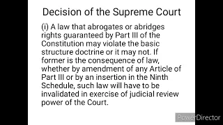 I R Coelho Vs State of Tamilnadu &Ors 2007