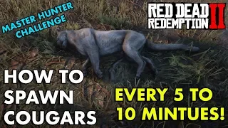 How To Spawn Cougars Every 5 to 10 Minutes !!! - Red Dead Redemption 2 (Master Hunter Challenge)