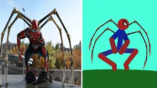 Real Spider-Man vs Spider Stickman | Best Falls | Stickman Dismounting Funny Moments #1