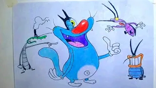 How to draw Oggy And the cockroaches| Joey, Dee Dee and Marky | simple drawing | Multi Art Drawing