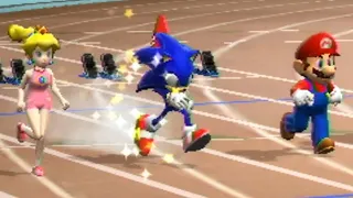 Mario & Sonic at the Olympic Games - All Characters 100m Gameplay