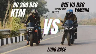 ktm rc 200 vs Yamaha R15 V3 | top end race | race till their potential #comparison #topend #ktmrc