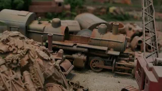 steam running by scrap yard