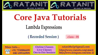 Core java Tutorials || Lambda Expressions || by Mr.Ratan || class-01