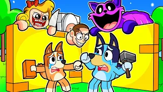 BLUEY Y BINGO CONSTRUYEN PARA SOBREVIVIR a los MONSTRUOS en ROBLOX😨LAS AVENTURAS DE BLUEY en ROBLOX!