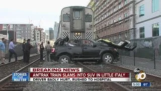 Amtrak train slams into SUV in Little Italy