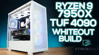 Whiteout NZXT H7 Flow w/ Ryzen 9 7950X + RTX 4090 TUF