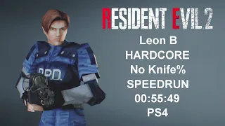 RESIDENT EVIL 2 REMAKE Leon B Hardcore No Knife% Speedrun in 00:55:49 PS4 World Record JUL/14/2021