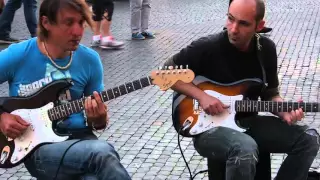 Musicians Sultans Of Swing by Dire Straits, Piazza Navona, Rome, Italy, May 10, 2015