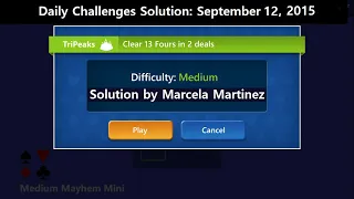 Microsoft Solitaire Collection | TriPeaks Medium | September 12, 2015 | Daily Challenges