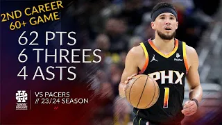 Devin Booker 62 pts 6 threes 4 asts vs Pacers 23/24 season